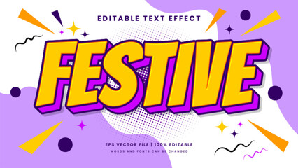 Festive pop art text effect. Retro vintage editable text effect style