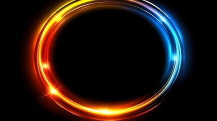 Naklejka premium Abstract glowing circular light design with orange and blue hues