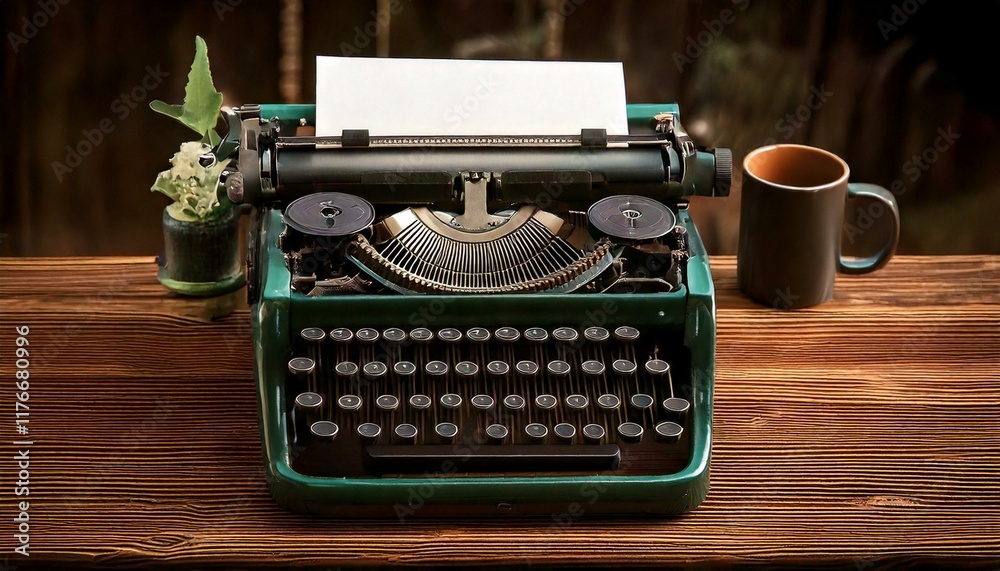 Fototapete generated image. typewriter on the old table in the old room. world typing day