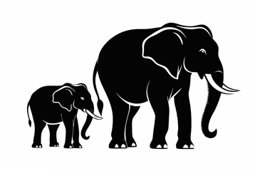 Fototapeta premium elephant vector silhouette illustration white background