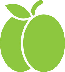 Green Plum Icon in Flat Style.