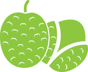 Lychee Icon in Green and White Color.