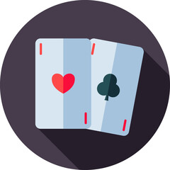 Flat style playing cards icon on circle shape.