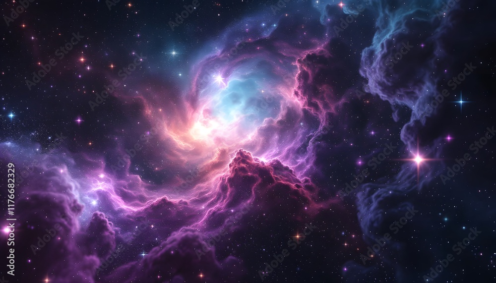 Wall mural mesmerizing cosmic nebula: a stellar display of colors and light in the universe