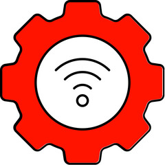 Flat style wifi setting icon in red color.
