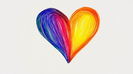 Colorful heart with a yellow stripe on the bottom. The heart is drawn with a marker and is on a white background