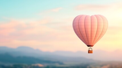 Fototapeta premium Love in the air valentine's day hot air balloon ride over scenic landscape