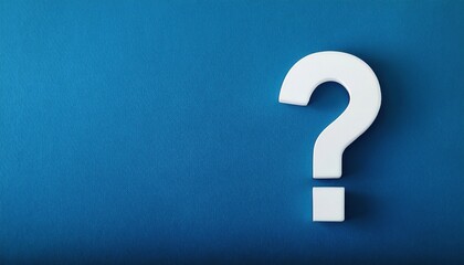 White Question Mark on Blue Background - Minimalism