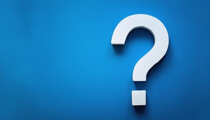 White Question Mark on Blue Background - Minimalism