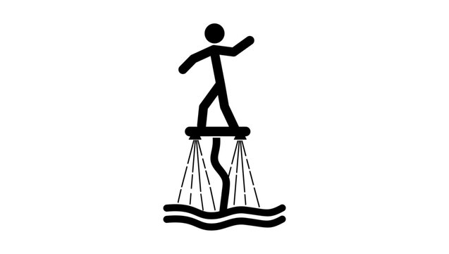 water flyboard, black isolated silhouette