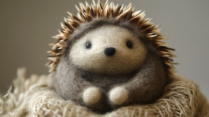 Fototapeta premium A felted hedgehog with soft spines