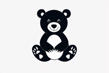 Naklejka premium Cute black bear illustration with friendly expression and round features