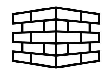 Brick wall vector icon in outline design. Editable stroke.