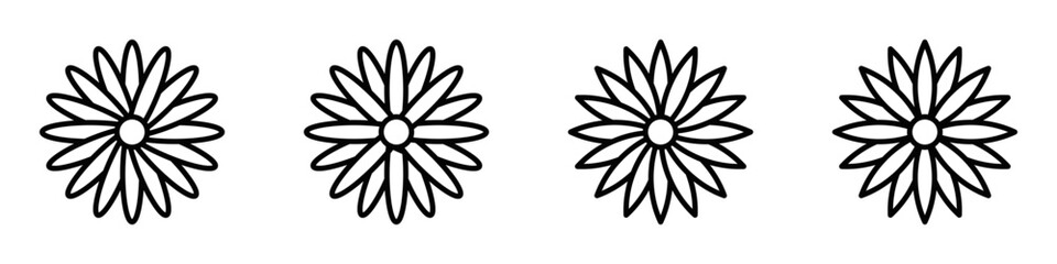 Flower pattern vector icon set in minimal style. Editable stroke.