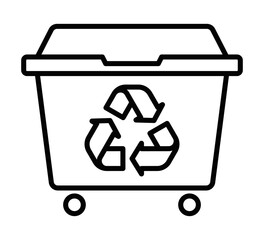 Recycling bin vector icon with arrows. Editable stroke.