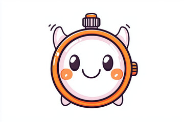 Obraz premium Cute cartoon stopwatch with smiling face and playful design