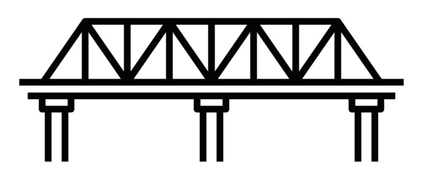 Railway bridge vector icon in outline design. Editable stroke.