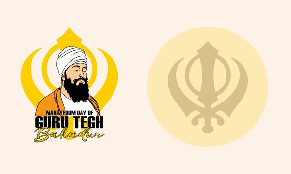 illustration of Martyrdom Day of Guru Tegh Bahadur Sahib card,poster background Martyrdom of Guru Tegh Bahadur,Guru Tegh Bahadur was the ninth of ten Gurus of the Sikh religion