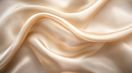 Obraz premium A close-up view of soft, flowing beige satin fabric showcasing its texture and elegance.