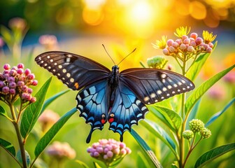 A Spicebush Swallowtail graces milkweed, a 2019 nature landscape photograph.