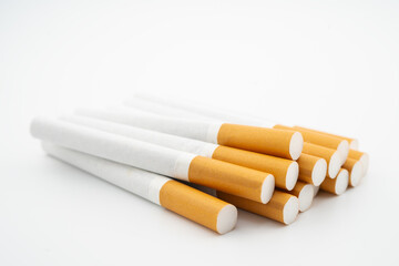 Cigarette, roll tobacco in paper with filter tube, No smoking.