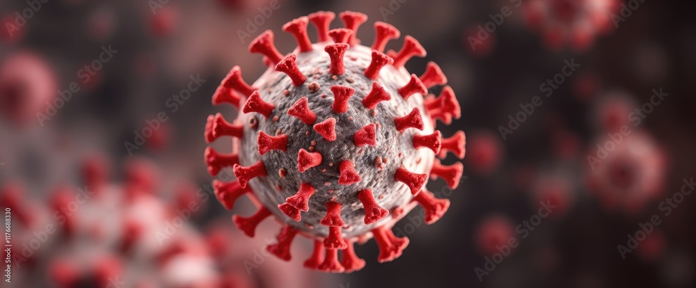 Poster microscopic view of hmpv human metapneumovirus virus particle structure