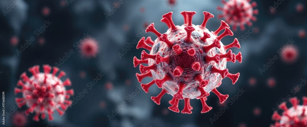 Poster microscopic view of human metapneumovirus hmpv particles negative sense single stranded rna virus