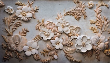 Plaster background floral pattern. Generated image