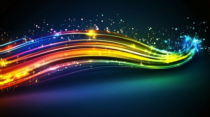 Obraz premium Vibrant Rainbow Light Stream with Sparkling Particles
