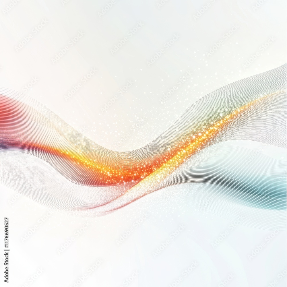 Poster abstract wave pattern with vibrant colors and glowing particles, creating a sense of motion and ener