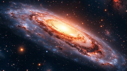 Fototapeta premium Stunning spiral galaxy in deep space with bright core and swirling arms.