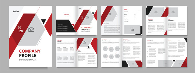 company profile design brochure, creative design 12 pages company brochure layout, multipurpose template with cover modern and trendy design template