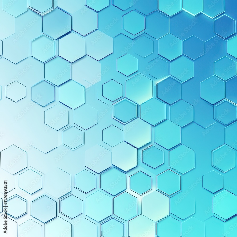 Poster abstract blue hexagonal pattern creating a modern and dynamic background.