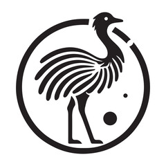 2d emu bird logo with white background
