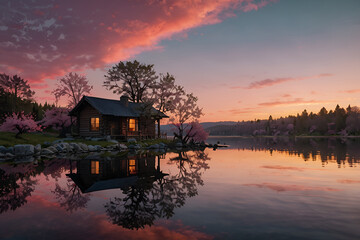 Fototapeta premium sunrise over the lake