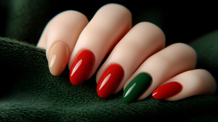 Red and Green Nail Polish Illustration