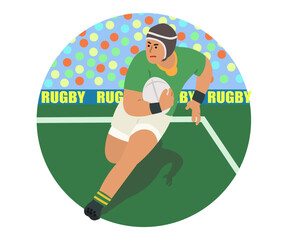 Running rugby players