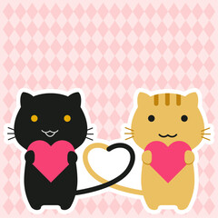 かわいい猫のイラスト　真四角フレーム（ベクター）