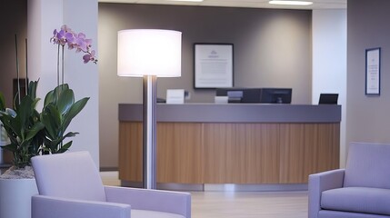 A Zoom-ready room with a light gray accent wall, sleek furniture, and a modern floor lamp