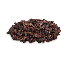 Cocoa nibs that are strong and have not undergone any processing other than roasting and shelling isolated on transparent background. (.PNG)