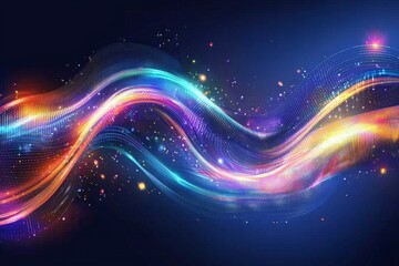 Fototapeta premium Digital data flowing in motion, glowing lines of code, pixelated effects for cyber background. 