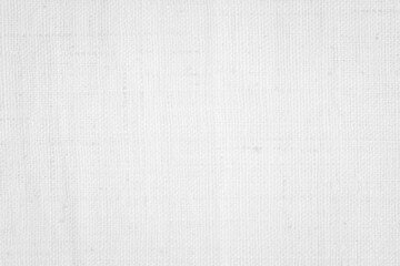 White color fabric canvas woven texture background in pattern light blank. Natural gauze linen, carpet wool and cotton cloth textile textured as clean empty for decoration text. Grey sack material.