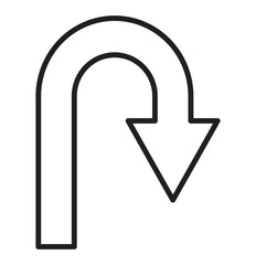 Black return arrow icon, simple go back sign vector u turn shape pointer flat design pictogram vector elements. u turn symbol vector.  © NOVA STOCK