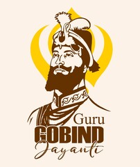 illustration of Guru Gobind Singh Jayanti Sikh festival and celebration in Punjab with copy space illustration of remembering the sikh Guru Gobind Singh Jayanti with copy space