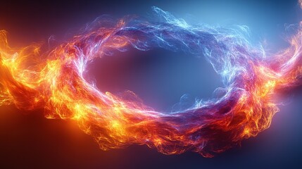 Obraz premium A swirling vortex of fiery orange and cool blue energy, creating a dynamic visual effect.