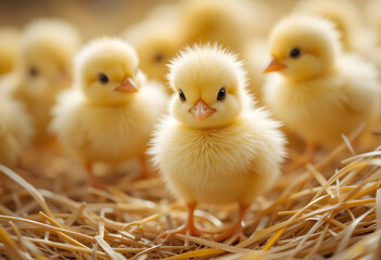 Adorable Hatchlings Staring Curiously into the Camera in a Heartwarming Close-Up Scene