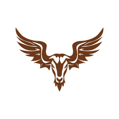 Obraz premium Creative Minimalist Wing Bull Logo Design Silhouette Vector Illustration