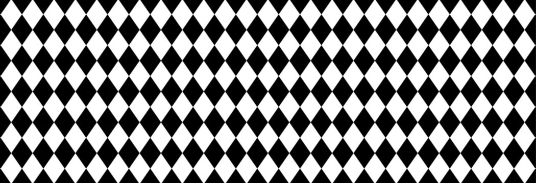 Seamless harlequin or argyle pattern with black diamonds on a white background.






