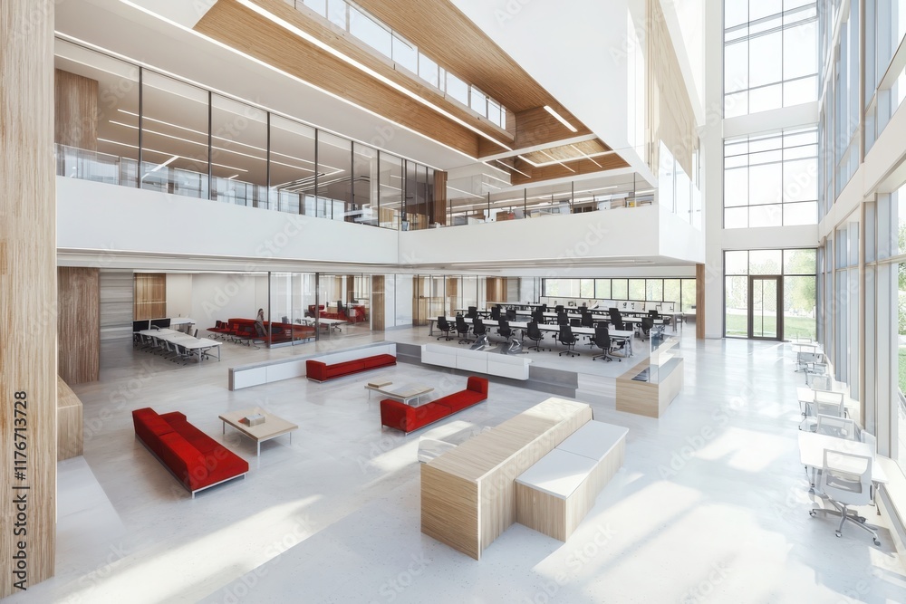 Poster collaborative learning space in a university setting modern architecture educational environment bri