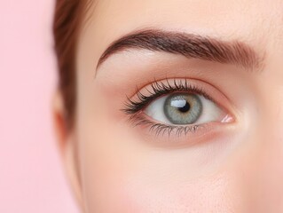 Obraz premium Close-up of a woman's eye and eyebrow